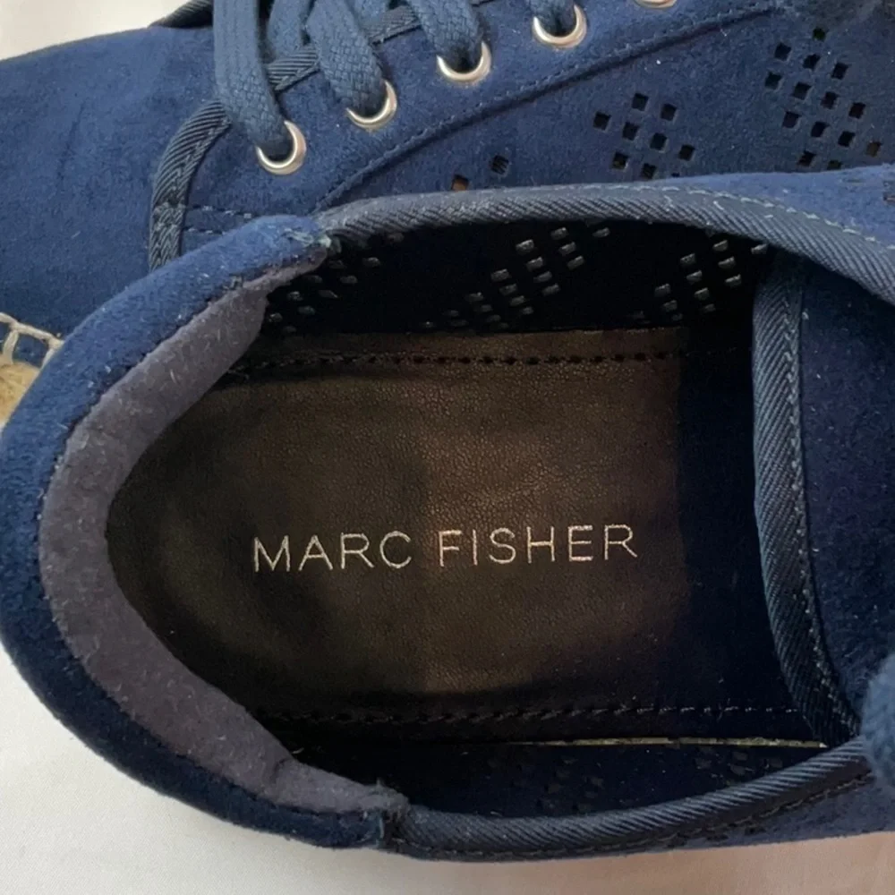 Marc Fisher Blue Baila Vegan Suede Espadrilles